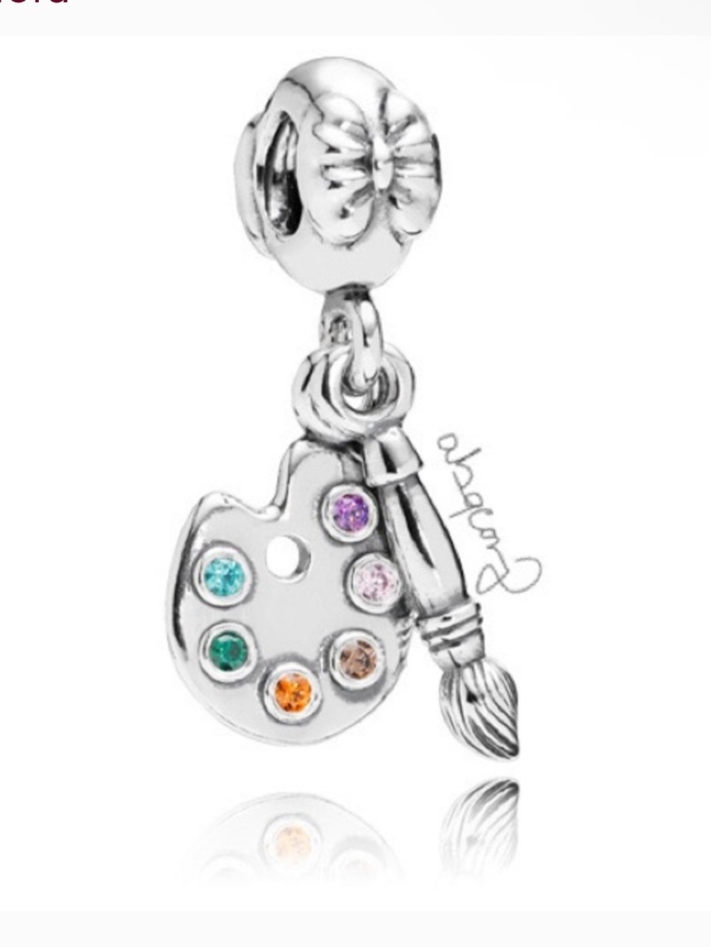 Pandora Artist Palette & Brush Charm  - Multicolor CZ Sterling Silver ALE 925